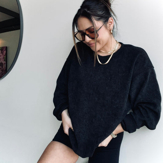 Effortless Oversized Pullover – Slouchy Washed Rib Knit